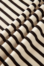 Load image into Gallery viewer, Black Stripe Ribbed Color Block Trim Zip Polo Tee Drawstring Shorts 2pcs Outfit