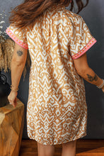 Load image into Gallery viewer, Blue Western Fashion Print Striped Color Block Patchwork Shift Mini Dress