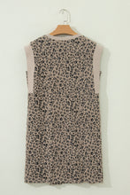 Load image into Gallery viewer, Khaki Leopard Textured Sleeveless Mini Dress with Pockets