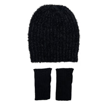 Load image into Gallery viewer, Black Loop Knit Alpaca Beanie