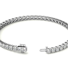 Load image into Gallery viewer, Set of Three 6ctw Created Moissanite Tennis Bracelets – 3mm Stones – 14K Gold Overlay in White, Yellow & Rose Gold