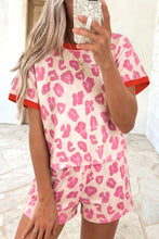 Load image into Gallery viewer, Brown Unique Leopard Print Contrast Trim Top Loose 2pcs Short Set