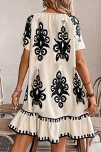 Load image into Gallery viewer, Apricot Western Print Ruffled Short Sleeve Loose Dress