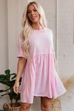 Load image into Gallery viewer, Light Pink Solid Color Pocketed Raw Edge Babydoll Dress