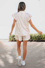 Load image into Gallery viewer, Beige Leopard Zip Polo Top 2pcs Short Set