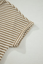 Load image into Gallery viewer, Brown Stripe Breathable Textured Knit Short 2pcs Set