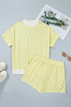 Load image into Gallery viewer, Pink Polka Dot Print Color Block Trim Mock Neck Short Set
