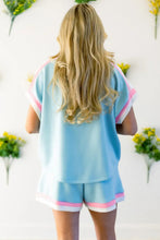 Load image into Gallery viewer, Bonbon Striped Trim Casual Tee Drawstring Shorts 2pcs Set