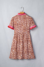 Load image into Gallery viewer, Khaki Leopard High Waist Ruffled Colorblock Trim Short Dress