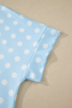 Load image into Gallery viewer, Pink Polka Dot Print Color Block Trim Mock Neck Short Set