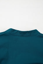 Load image into Gallery viewer, Blue Sapphire Colorblock Split V Neck Puff Sleeve Mini Dress