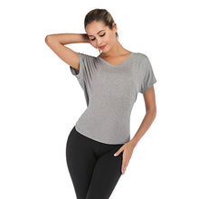 Load image into Gallery viewer, Summer V-Neck Sports T-Shirt with Open Back for Women