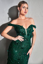 Load image into Gallery viewer, Fitted Off The Shoulder Embellished Gown