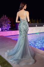 Load image into Gallery viewer, Embellished Fitted Mermaid Gown With Puff Sleeves
