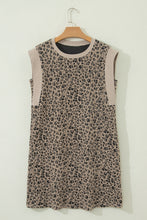 Load image into Gallery viewer, Khaki Leopard Textured Sleeveless Mini Dress with Pockets