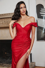 Load image into Gallery viewer, Glitter Off The Shoulder Fitted Gown