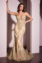 Load image into Gallery viewer, Pearl & Lace Embellished Fit & Flar Gown
