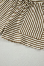 Load image into Gallery viewer, Brown Stripe Breathable Textured Knit Short 2pcs Set