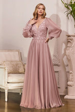 Load image into Gallery viewer, Long Sleeve Chiffon Evening Gown