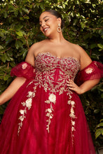 Load image into Gallery viewer, Strapless A-Line Gown And Puff Sleeves