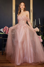 Load image into Gallery viewer, Lace A-Line Gown With Off The Shoulder Sleeves