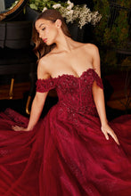 Load image into Gallery viewer, Lace A-Line Gown With Off The Shoulder Sleeves