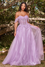 Load image into Gallery viewer, Lace A-Line Gown With Off The Shoulder Sleeves