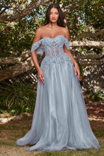 Load image into Gallery viewer, Lace A-Line Gown With Off The Shoulder Sleeves
