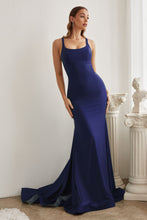 Load image into Gallery viewer, Stretch Mermaid Gown With Lace Up Back