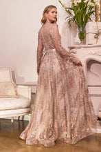 Load image into Gallery viewer, Long Sleeve Embellished Ball Gown