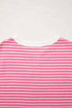 Load image into Gallery viewer, Pink Stripe Color Block Trim Notched Neck Sleeveless Shift Mini Dress