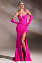 Load image into Gallery viewer, Strapless Glitter Stretch Gown With Gloves