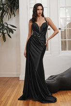 Load image into Gallery viewer, Soft Satin Fitted Gown With Sash