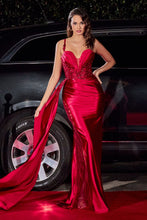 Load image into Gallery viewer, Soft Satin Fitted Gown With Sash