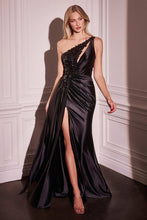 Load image into Gallery viewer, One Shoulder Embellished Satin Gown