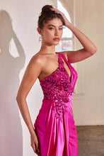 Load image into Gallery viewer, One Shoulder Embellished Satin Gown