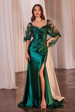 Load image into Gallery viewer, Stretch Satin Fitted Dress & Removable Lace Caplet
