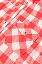 Load image into Gallery viewer, Pink Oversized Plaid Puff Sleeve Round Hem Shirt Dress