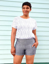 Load image into Gallery viewer, Chambray Ikat Shorts