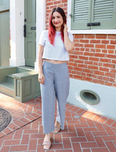 Load image into Gallery viewer, Chambray Pinstripe Organic Cotton Crop Pants