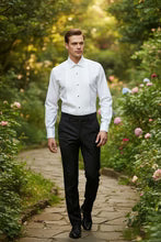 Load image into Gallery viewer, "Charles" White Spread Collar Tuxedo Shirt