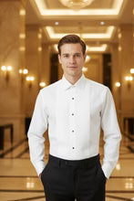 Load image into Gallery viewer, "Charles" White Spread Collar Tuxedo Shirt