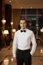 Load image into Gallery viewer, "Charles" White Spread Collar Tuxedo Shirt