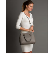 Load image into Gallery viewer, Leather Gray Satchel Bag