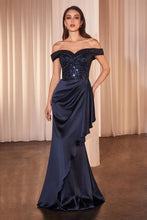 Load image into Gallery viewer, Off The Shoulder Satin & Beaded Gown