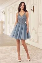Load image into Gallery viewer, Beaded A-Line Layered Tulle Short Dress