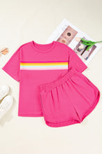 Load image into Gallery viewer, Beige Vibrant Striped Detail Athleisure 2pcs Short Set