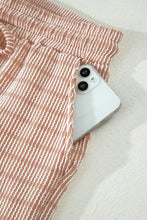 Load image into Gallery viewer, Green Stripe Raised Rib Loose Tee Drawstring Elastic Waist 2pcs Short Set
