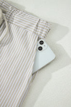 Load image into Gallery viewer, Sky Blue Stripe Dolman Sleeve Polo Shirt and Drawstring Shorts Set