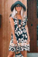 Load image into Gallery viewer, Green Floral Print Ruffle Sleeve Empire Waist Mini Dress